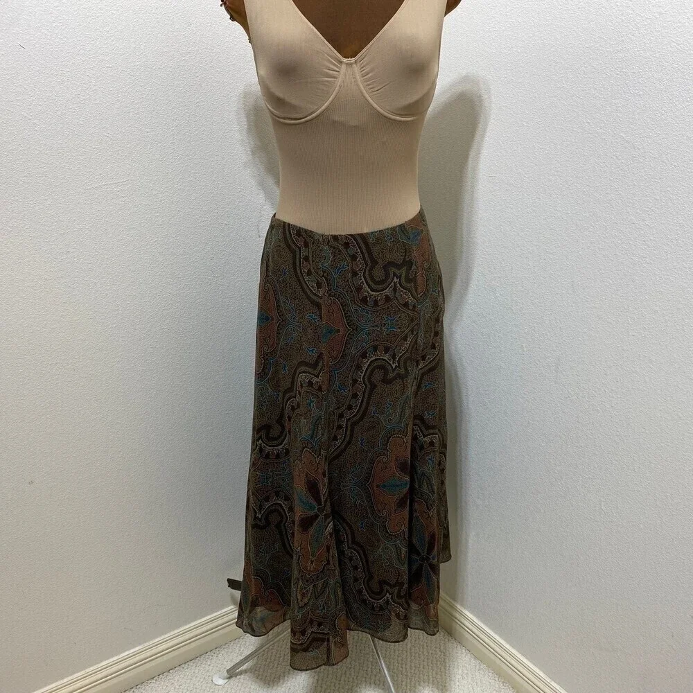 Lauren Ralph Lauren 100% Silk Vintage Paisley Print Skirt Size 22W - Picture 2 of 7